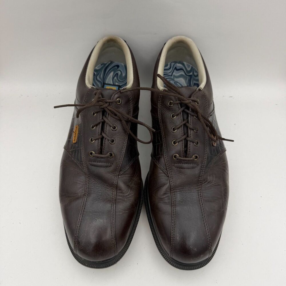 FootJoy DryJoys Brown Leather Golf Shoes Men's Size 10W Waterproof SoftSpikes